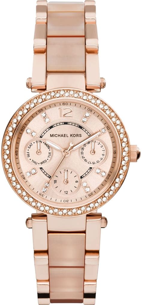 michael kors women's mini parker two tone watch mk6110|mike Kors parker mini rose dial.